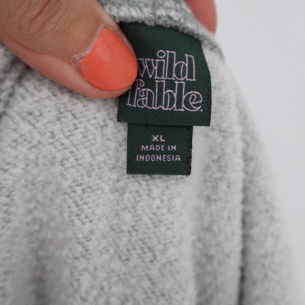 Wild Fable Womens XL Heather Gray Cropped Raw Hem Fleece Hoodie Sweatshirt - Picture 3 of 6
